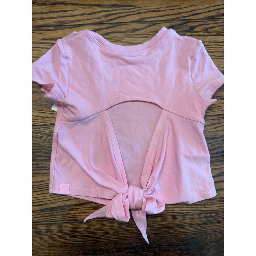 Blogilates Bow Back Tee Girls XS 4/5 Light Pink Multi-Way Activewear Top - Picture 2 of 4